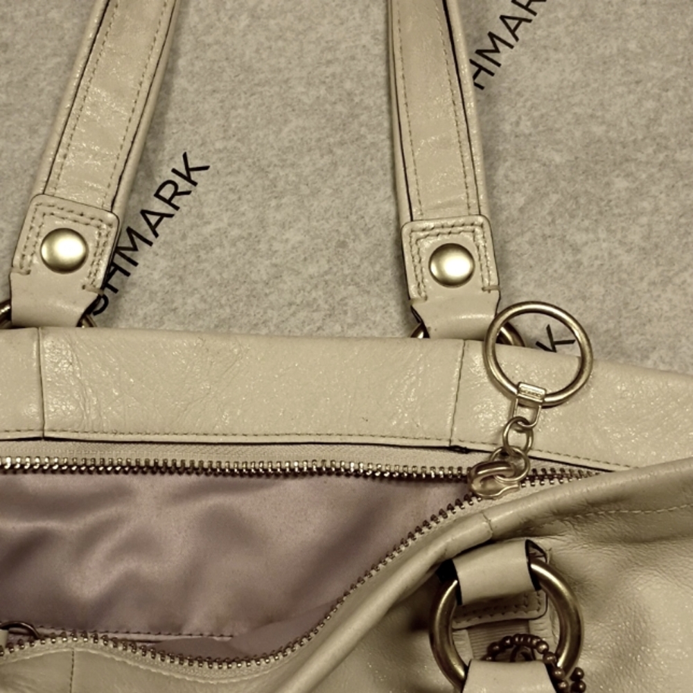 Coach Poppy White Leather Bag Tote 1456 Double Straps Gold Poppy Logo - Picture 15 of 17